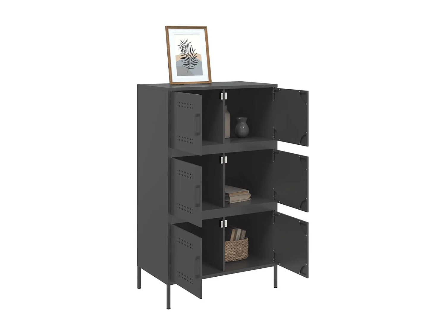 Buffet haut noir 68x39x113 cm acier