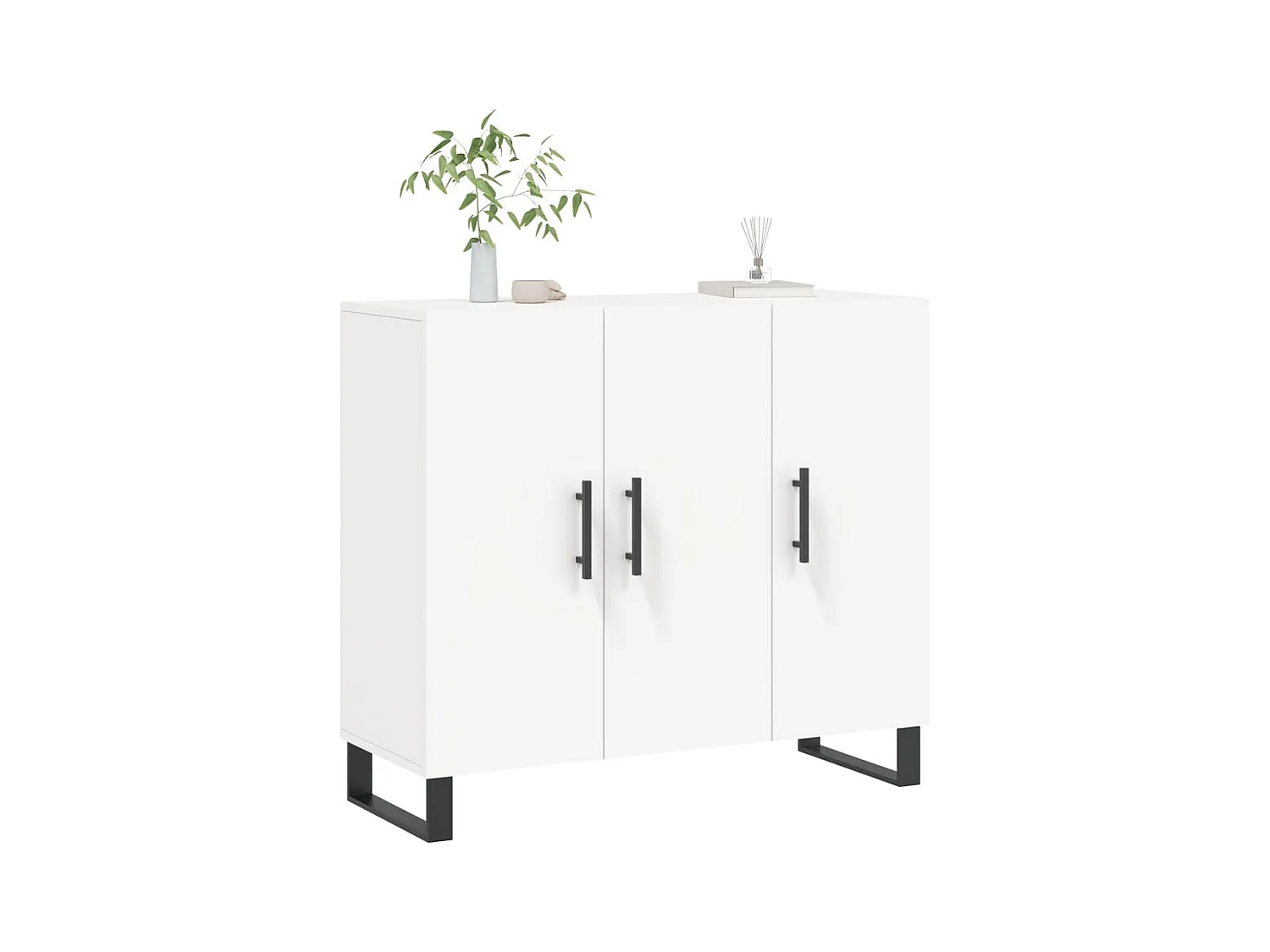 Buffet blanc 90x34x80 cm bois d'ingénierie