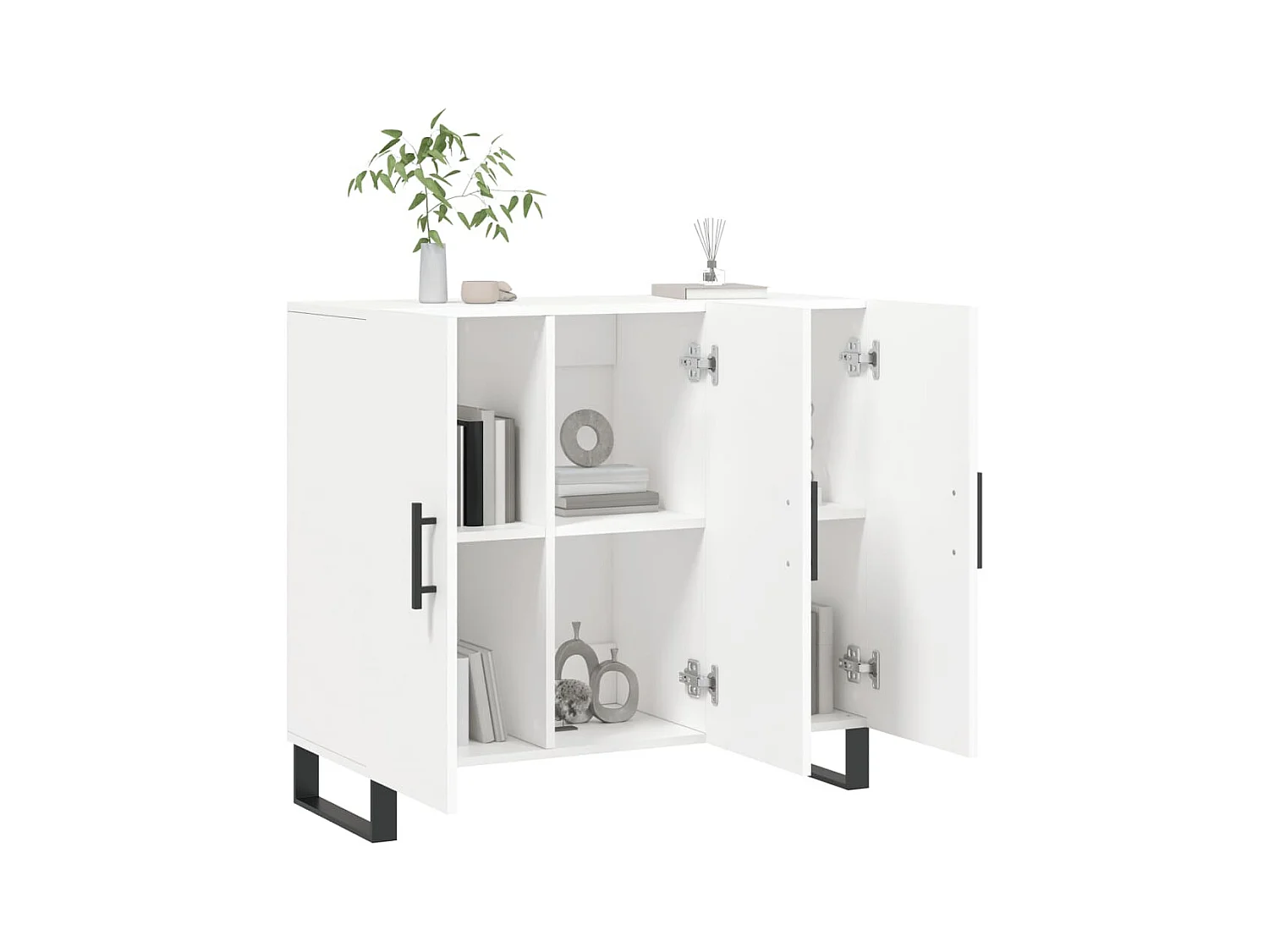 Buffet blanc 90x34x80 cm bois d'ingénierie