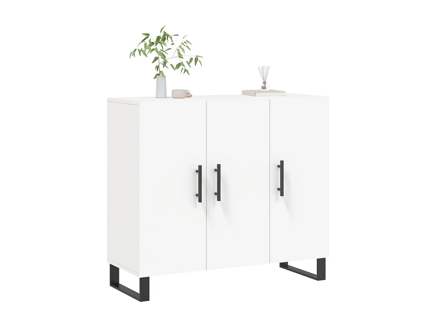 Buffet blanc 90x34x80 cm bois d'ingénierie