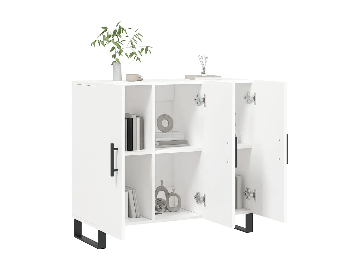 Buffet blanc 90x34x80 cm bois d'ingénierie