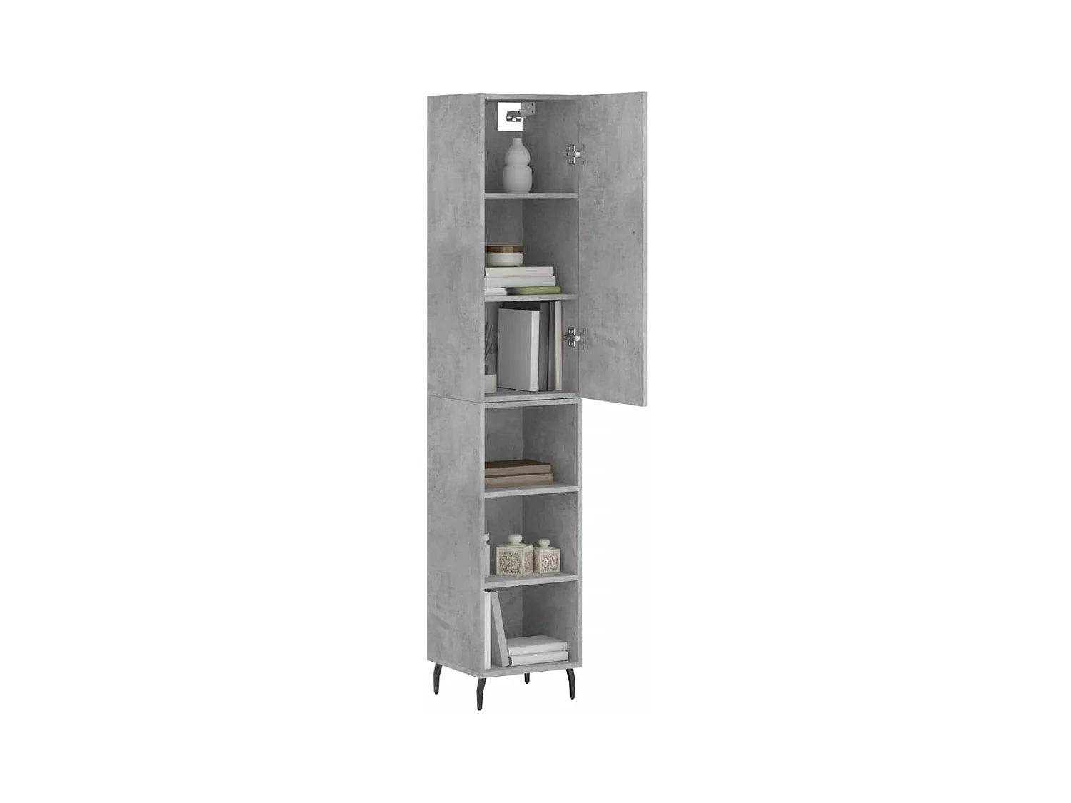 Buffet haut Gris béton 34,5x34x180 cm Bois d'ingénierie