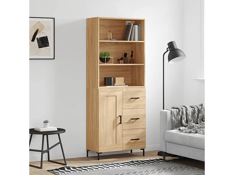 Hoog dressoir Sonoma eiken 69,5x34x180 cm Technisch hout