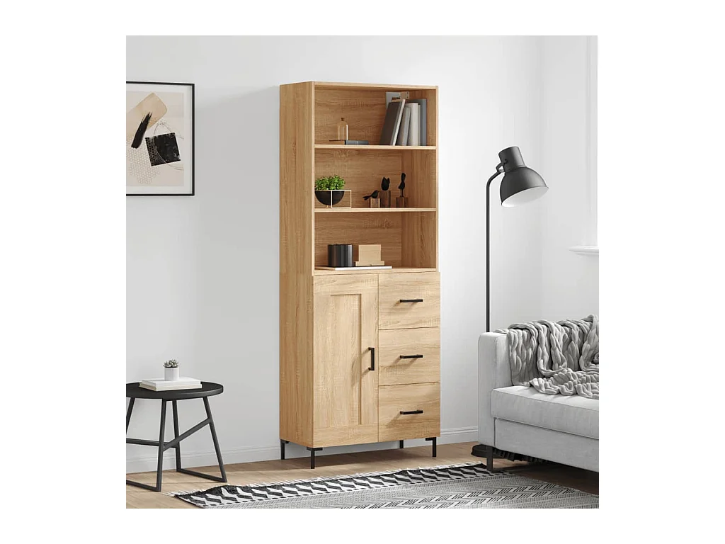 Hoog dressoir Sonoma eiken 69,5x34x180 cm Technisch hout