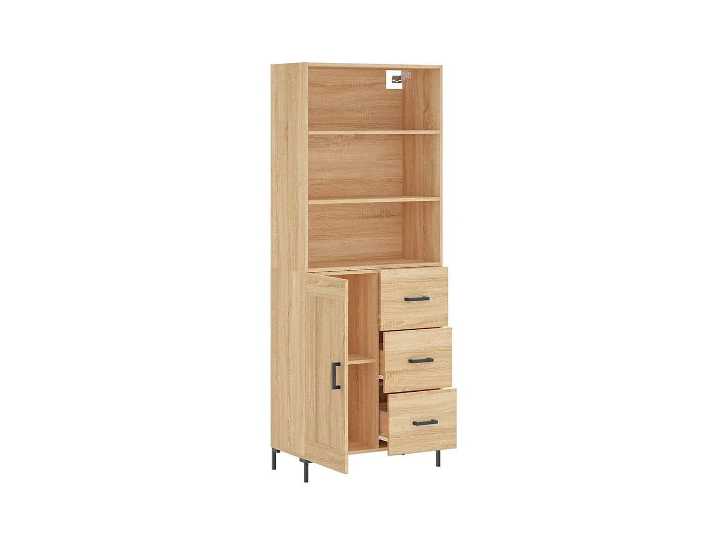 Hoog dressoir Sonoma eiken 69,5x34x180 cm Technisch hout