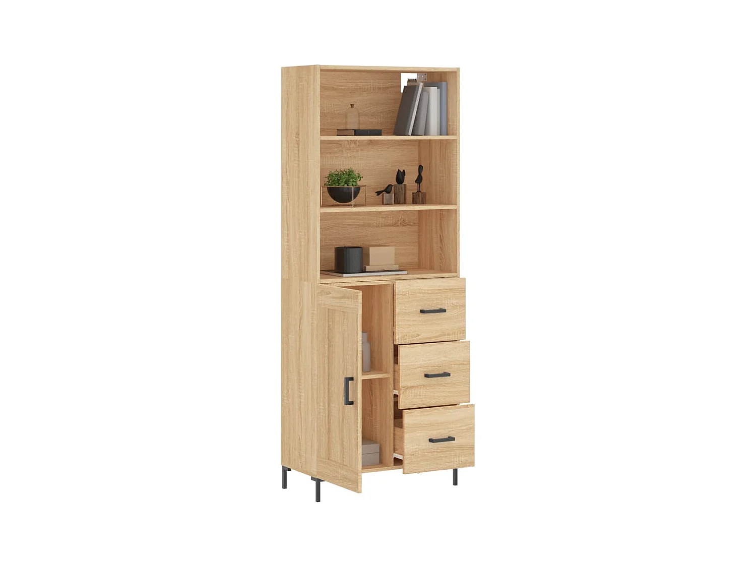 Hoog dressoir Sonoma eiken 69,5x34x180 cm Technisch hout