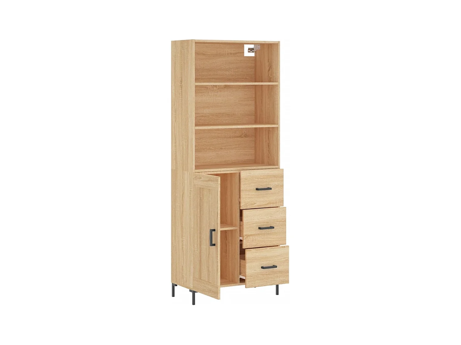 Hoog dressoir Sonoma eiken 69,5x34x180 cm Technisch hout
