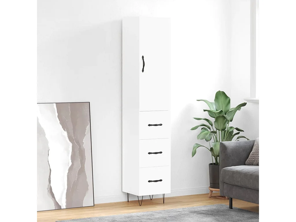 Credenza alta bianca 34,5x34x180 cm Legno ingegnerizzato