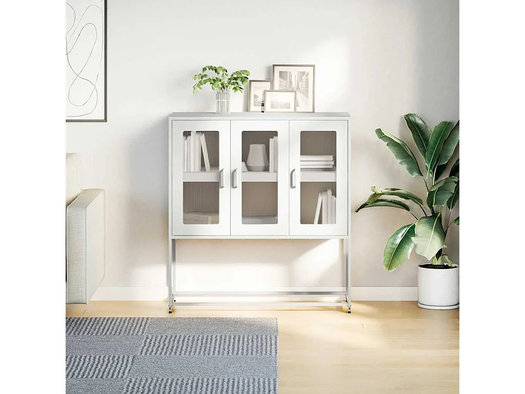 Buffet blanc 100,5x39x107 cm acier laminé à froid