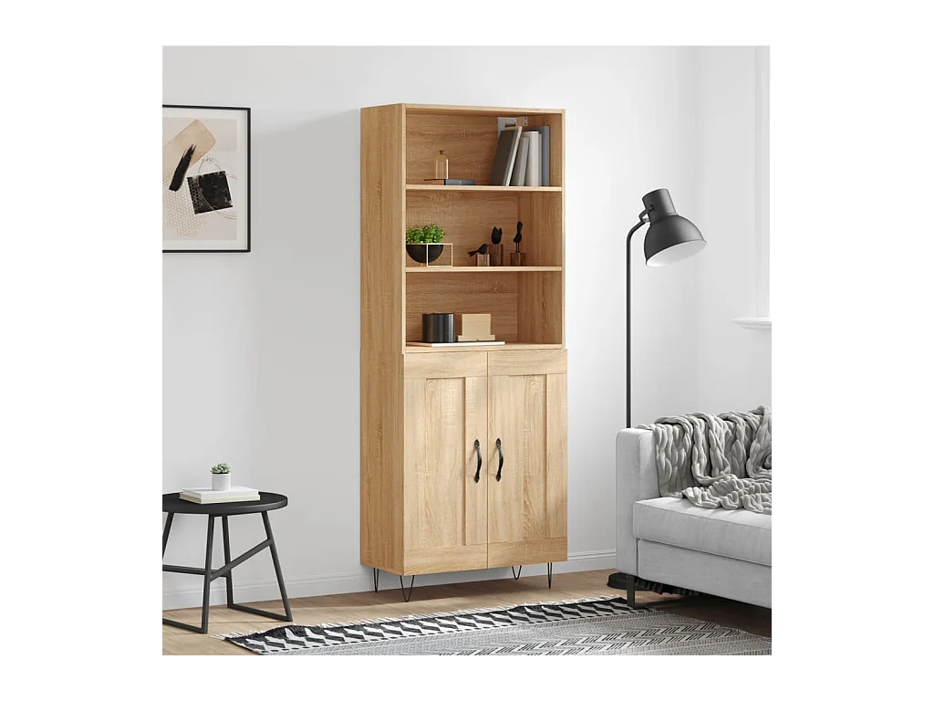 Buffet haut Chêne sonoma 69,5x34x180 cm Bois d'ingénierie