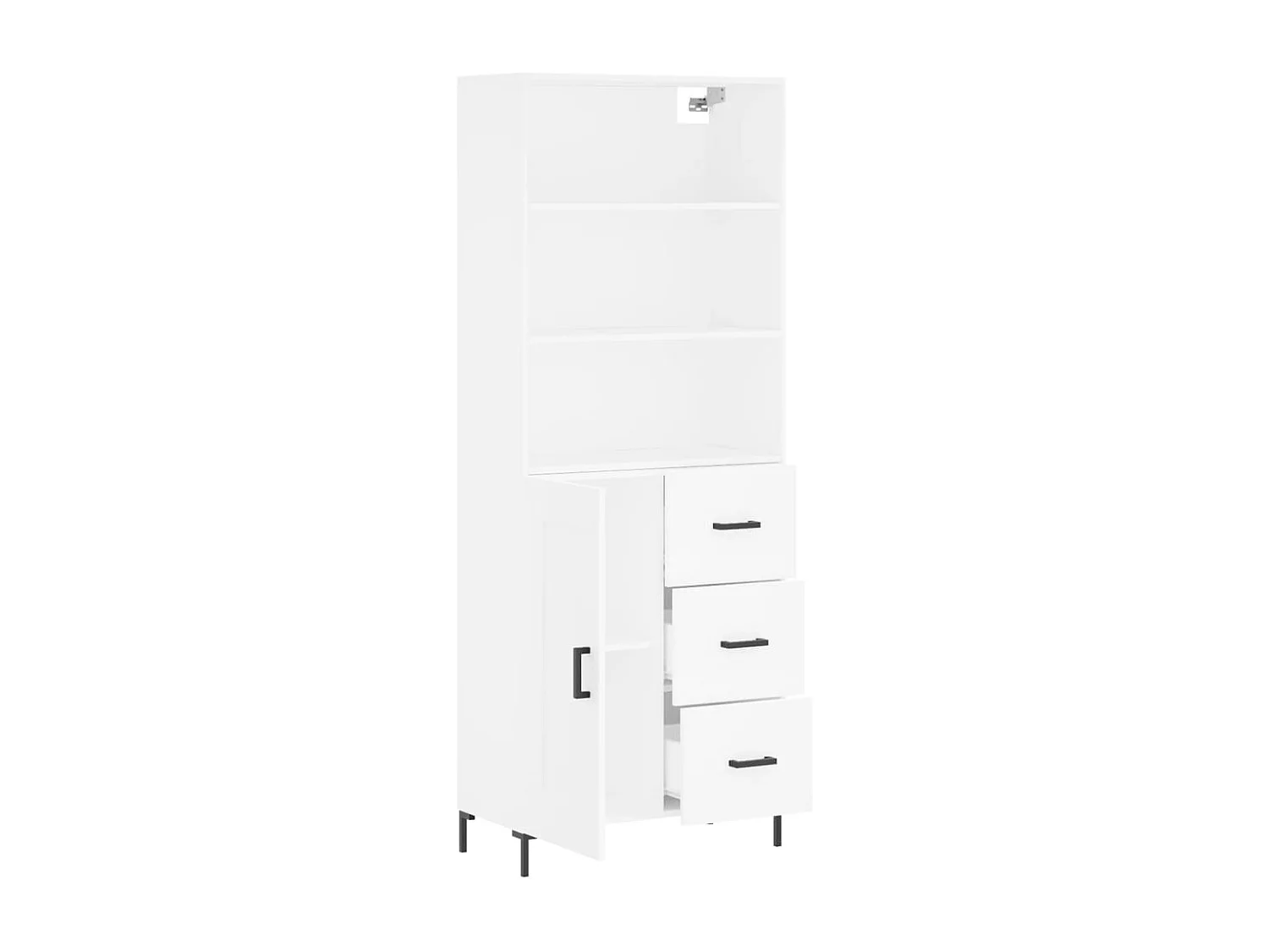 Wit hoog dressoir 69,5x34x180 cm Technisch hout