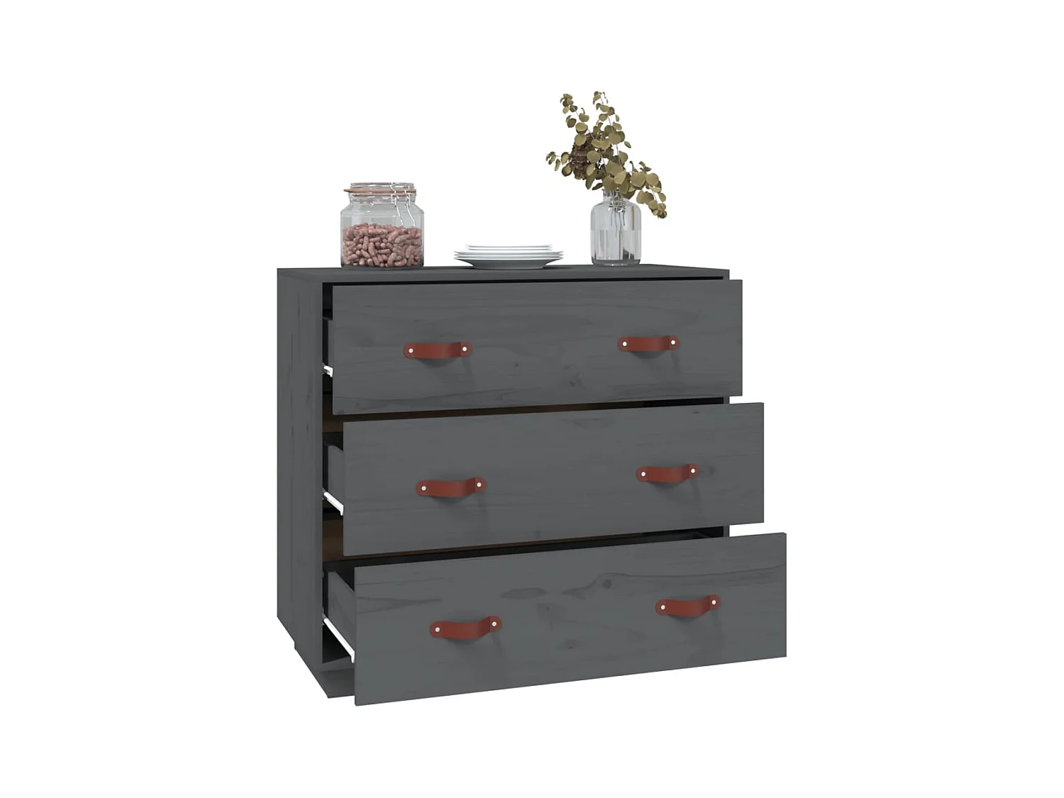 Buffet Gris 80x40x75 cm Bois massif de pin