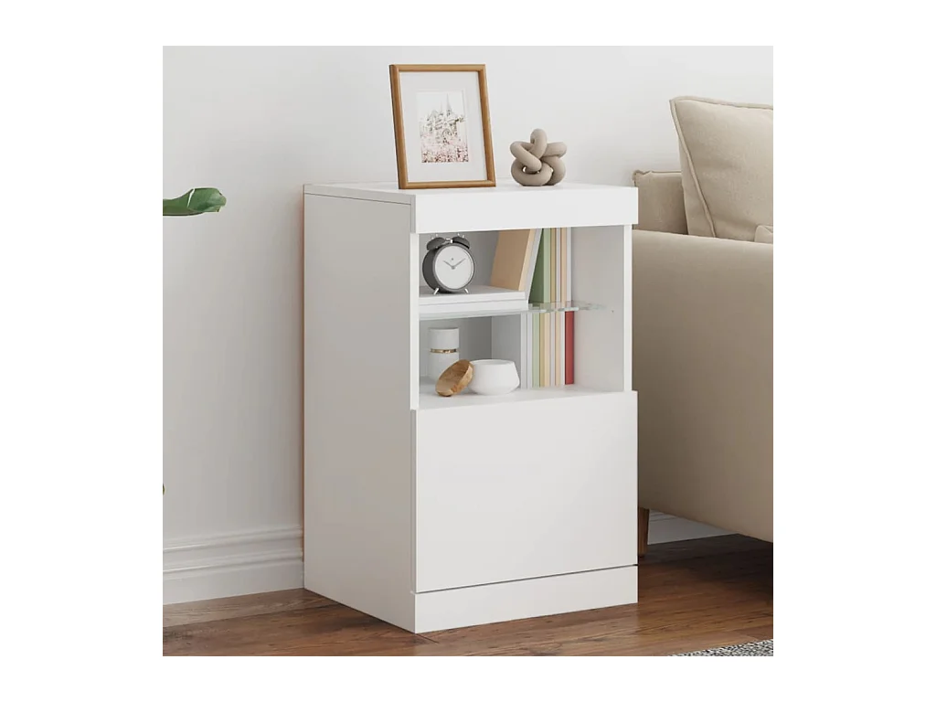 Buffet avec lumières LED blanc 41x37x67 cm