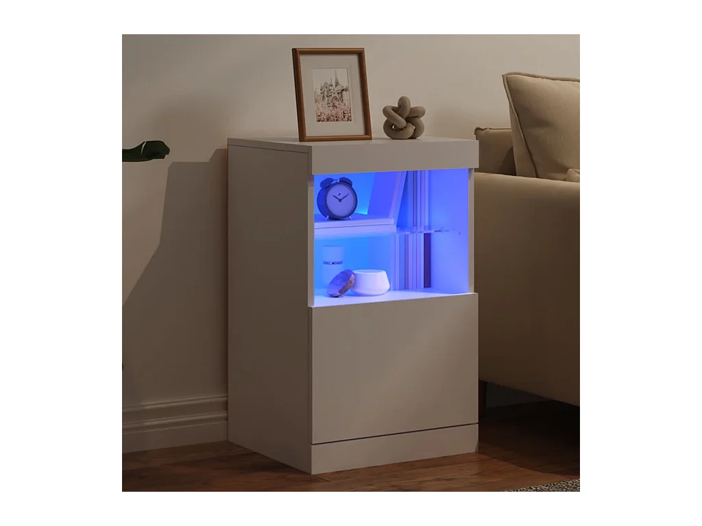 Buffet avec lumières LED blanc 41x37x67 cm