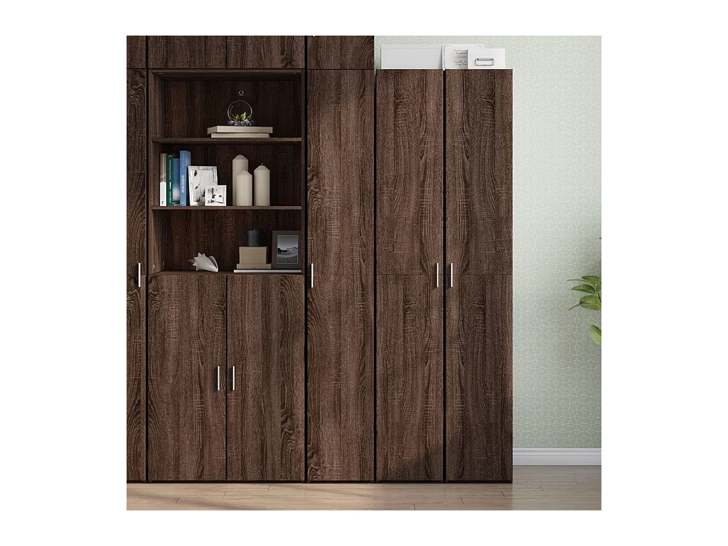 Buffet haut chêne marron 30x42,5x185 cm bois d'ingénierie