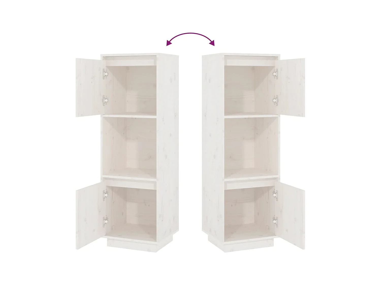 Buffet haut Blanc 38x35x117 cm Bois massif de pin