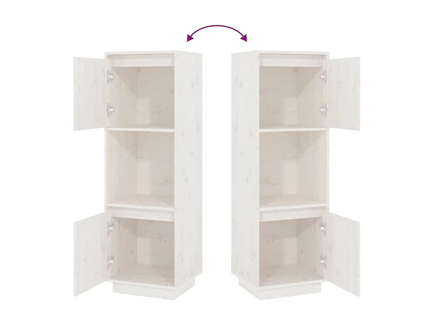 Buffet haut Blanc 38x35x117 cm Bois massif de pin