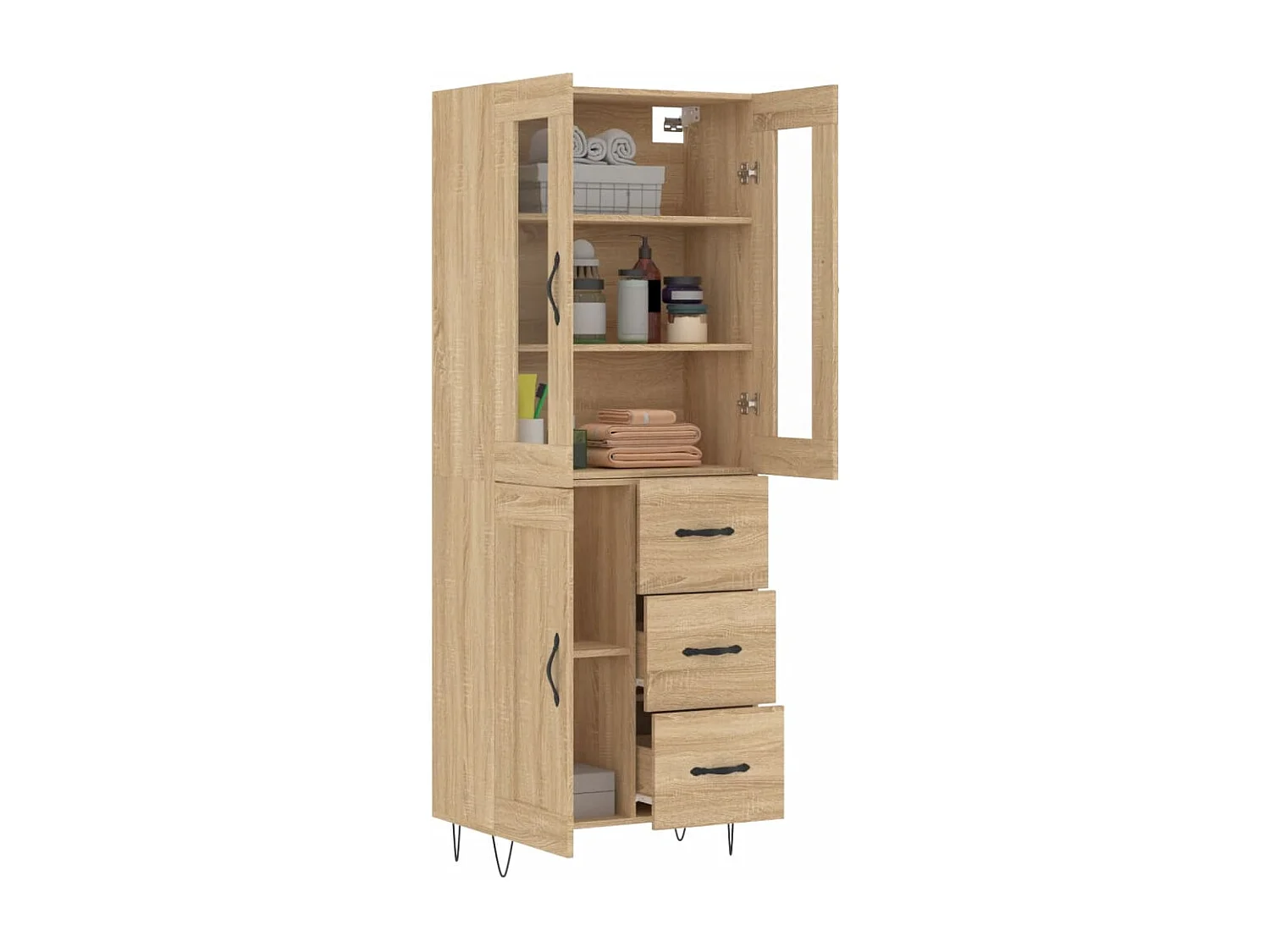 Hoog dressoir Sonoma eiken 69,5x34x180 cm Technisch hout