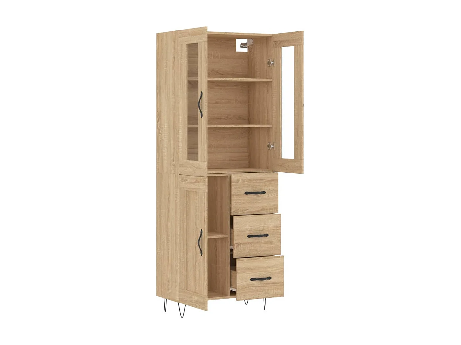 Hoog dressoir Sonoma eiken 69,5x34x180 cm Technisch hout