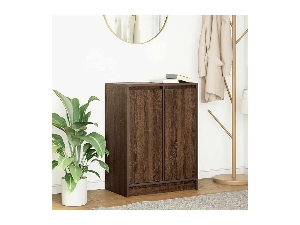 Credenza in rovere marrone 57x34x76 cm in legno ingegnerizzato