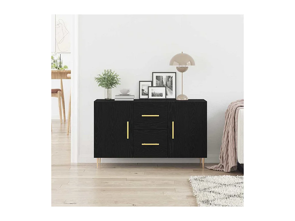 Credenza in rovere nero 100x36x60 cm in legno ingegnerizzato