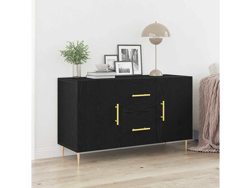 Buffet en Chêne Noir 100x36x60 cm en Bois d'Ingénierie
