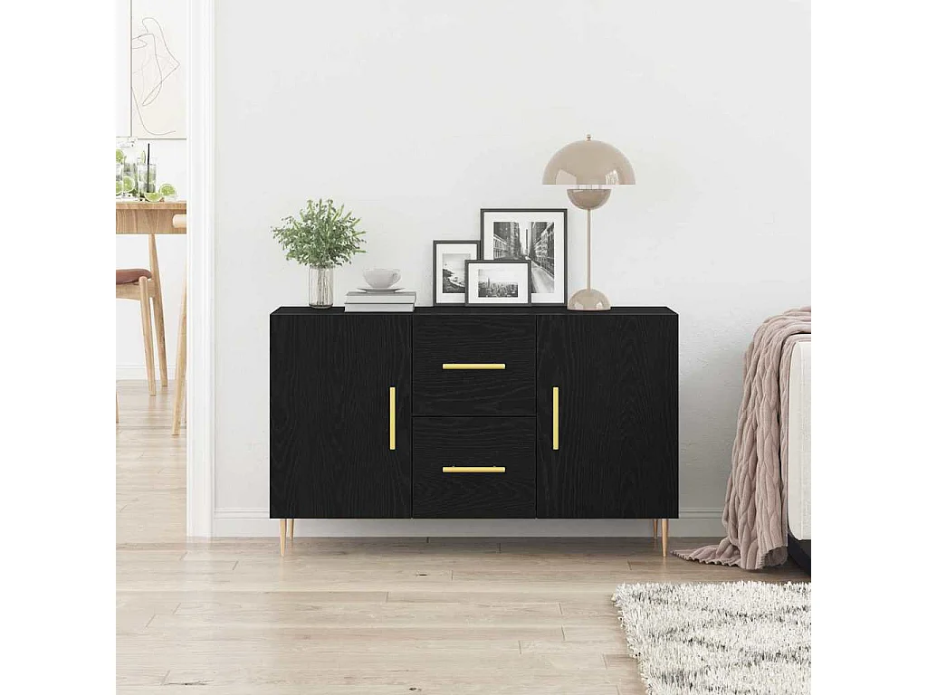 Buffet en Chêne Noir 100x36x60 cm en Bois d'Ingénierie