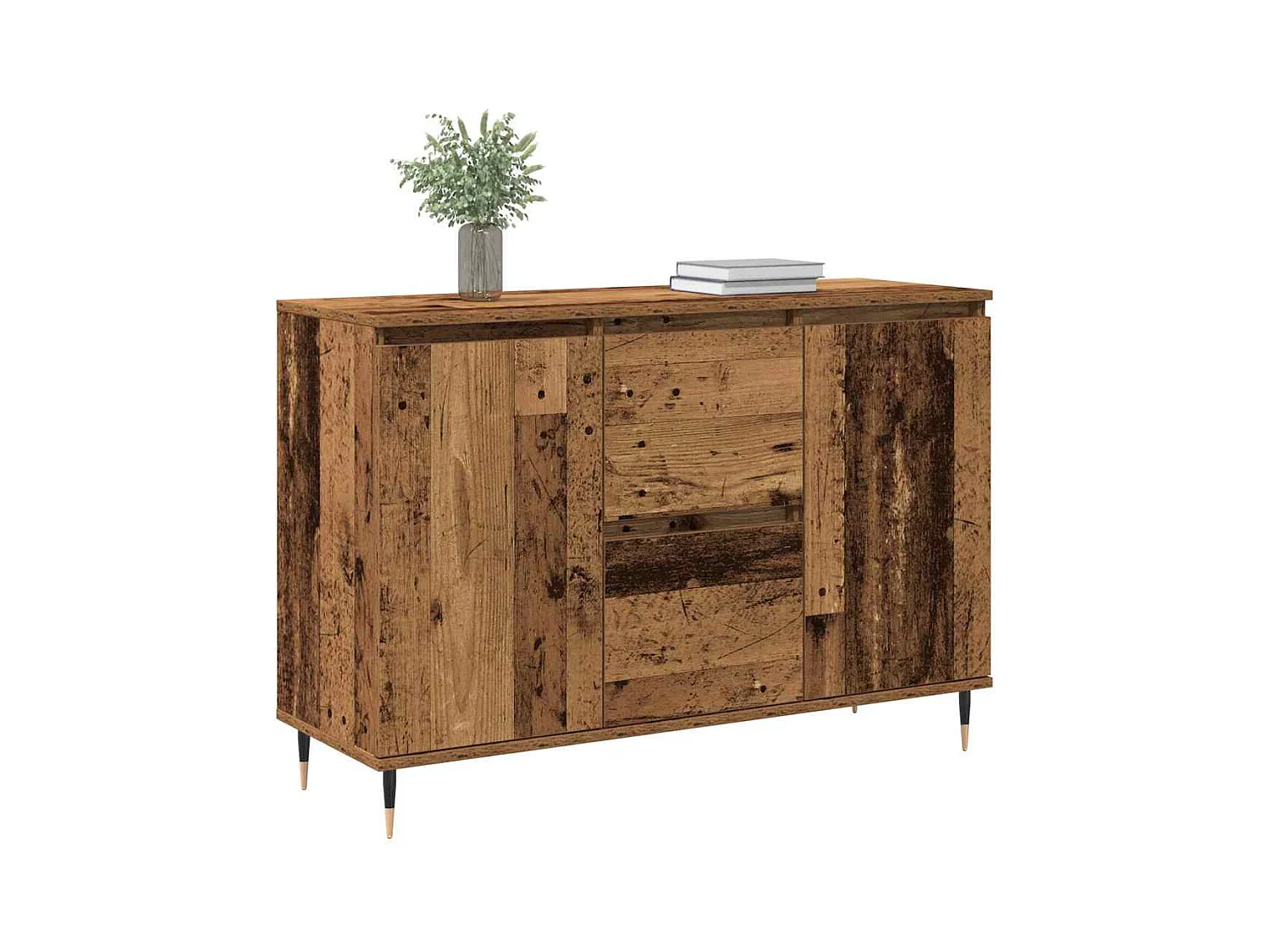 Buffet avec portes et tiroirs en vieux bois 101,5x35x70 cm