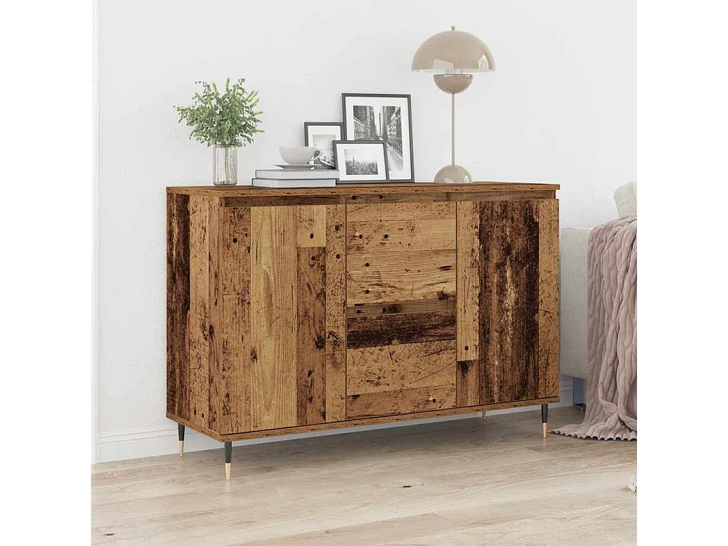 Buffet avec portes et tiroirs en vieux bois 101,5x35x70 cm