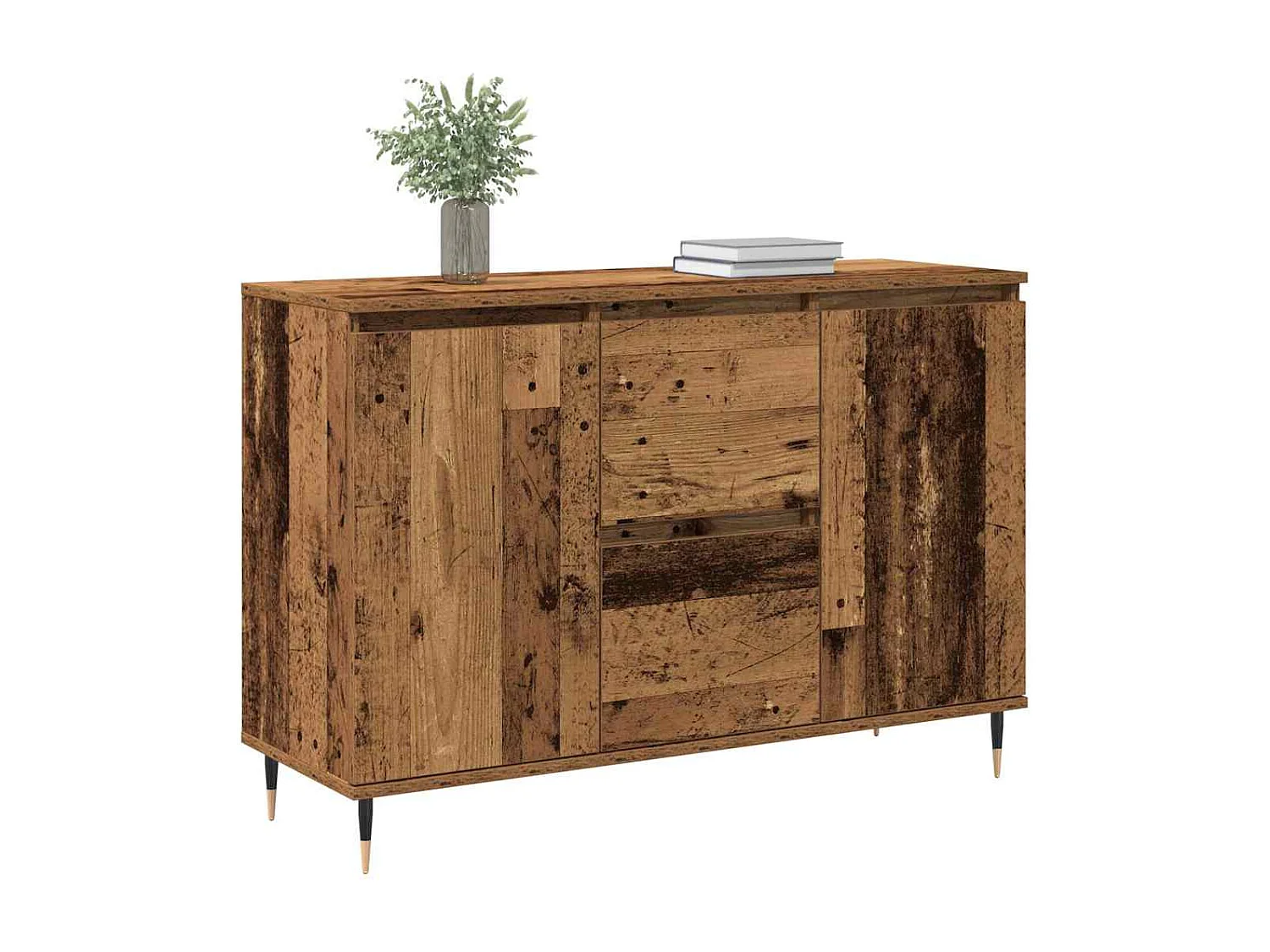 Buffet avec portes et tiroirs en vieux bois 101,5x35x70 cm