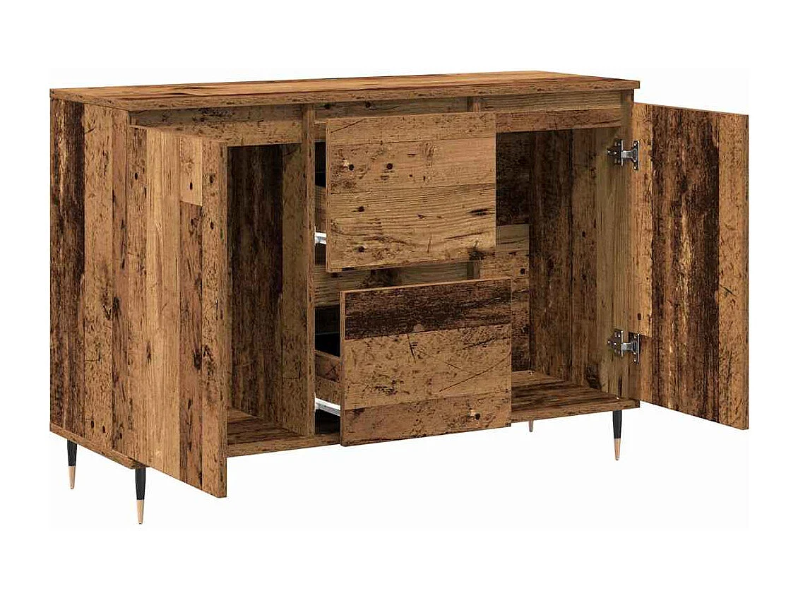 Buffet avec portes et tiroirs en vieux bois 101,5x35x70 cm