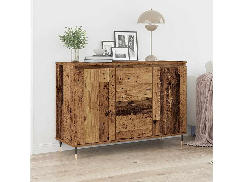 Buffet avec portes et tiroirs en vieux bois 101,5x35x70 cm