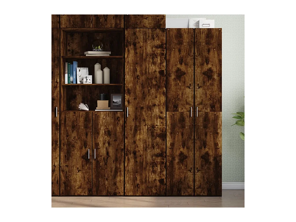 Buffet haut chêne fumé 45x42,5x185 cm bois d'ingénierie