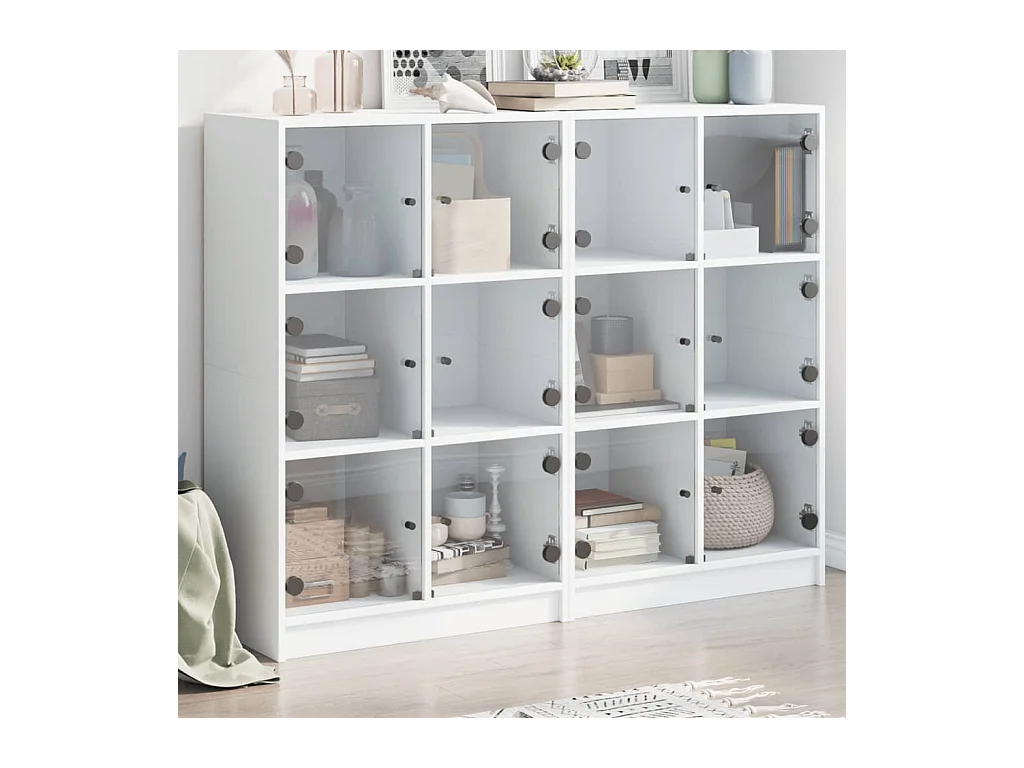 Bibliothèque avec portes blanc 136x37x109 cm bois d'ingénierie