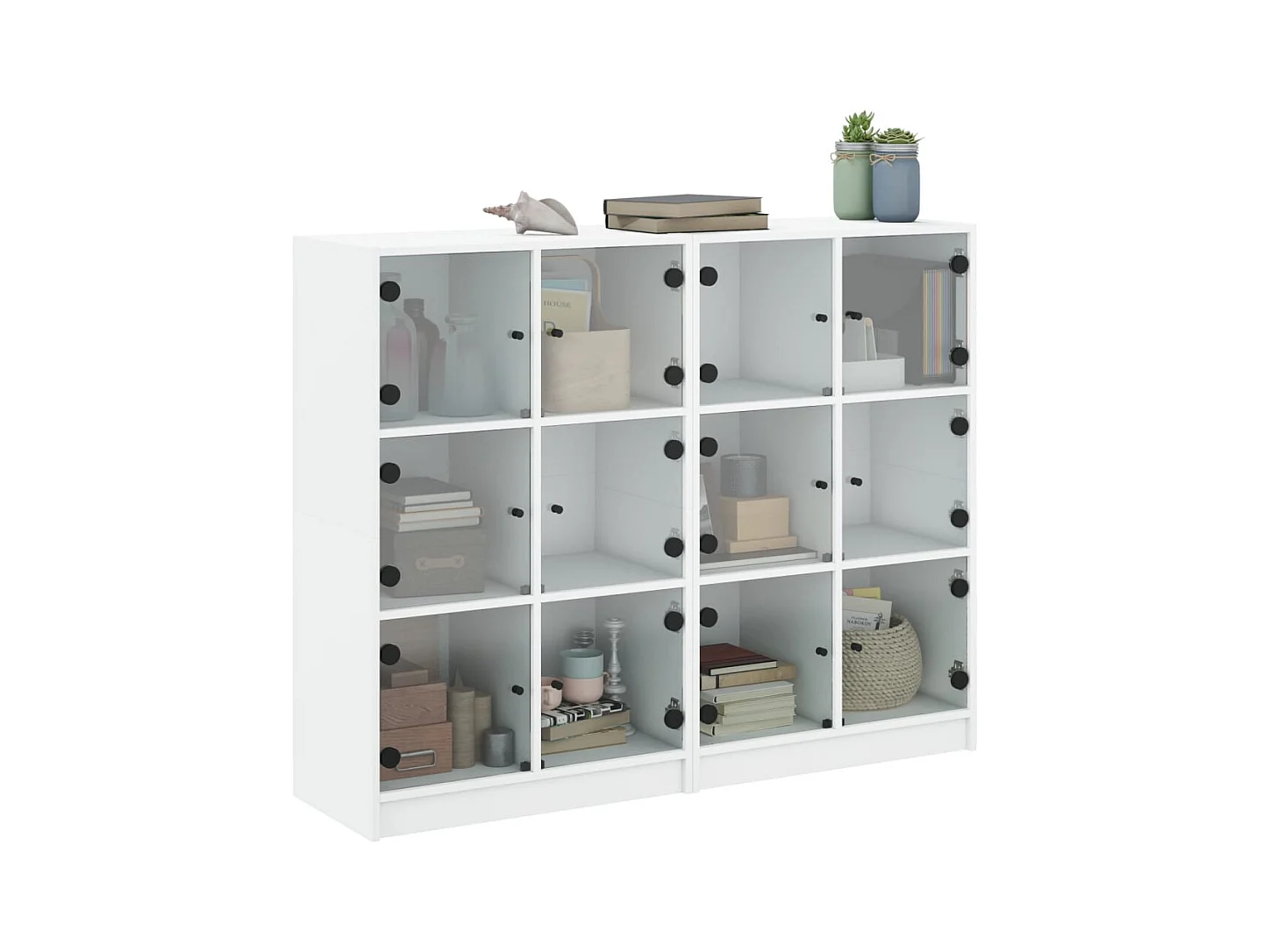 Bibliothèque avec portes blanc 136x37x109 cm bois d'ingénierie