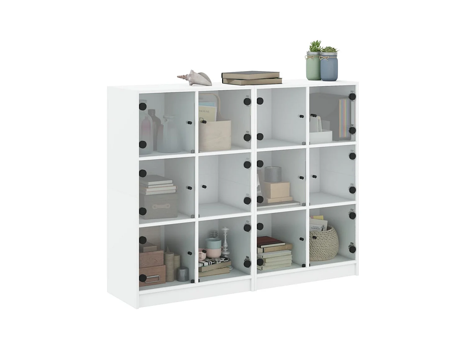 Bibliothèque avec portes blanc 136x37x109 cm bois d'ingénierie