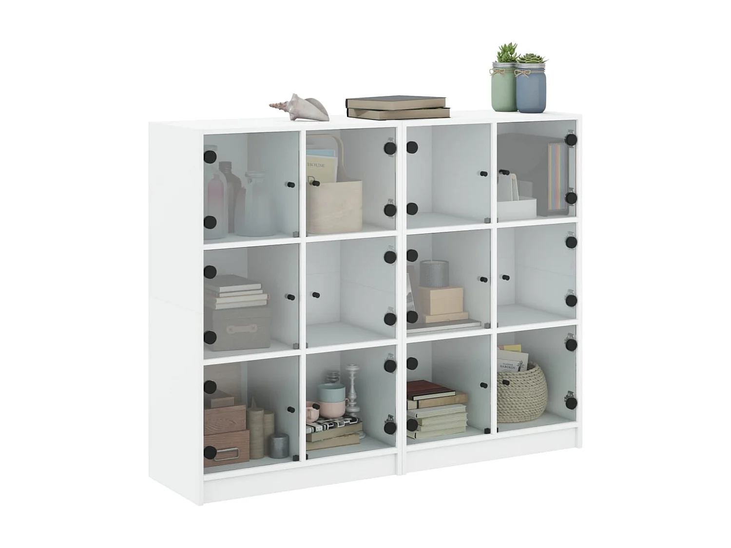 Libreria con ante bianca 136x37x109 cm in legno ingegnerizzato