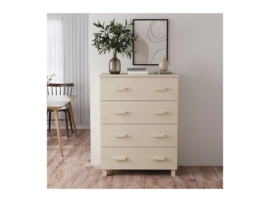 Credenza HAMAR Marrone Miele 79x40x103,5 cm Legno di Pino Massello