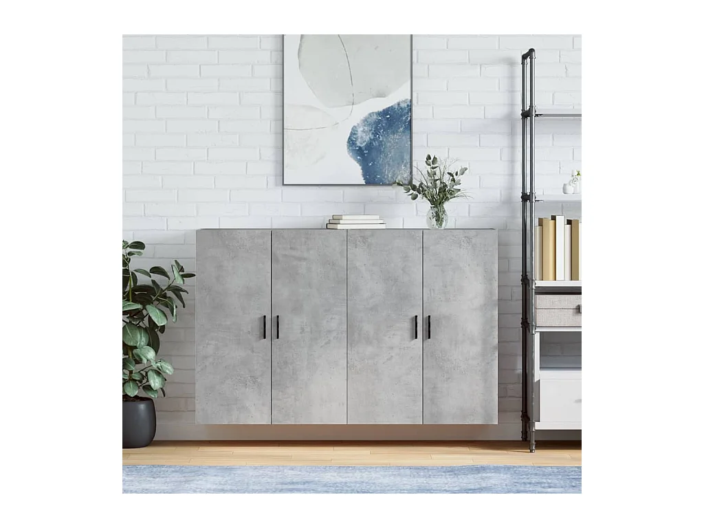 Armoires murales 2 pcs gris béton 69,5x34x90 cm