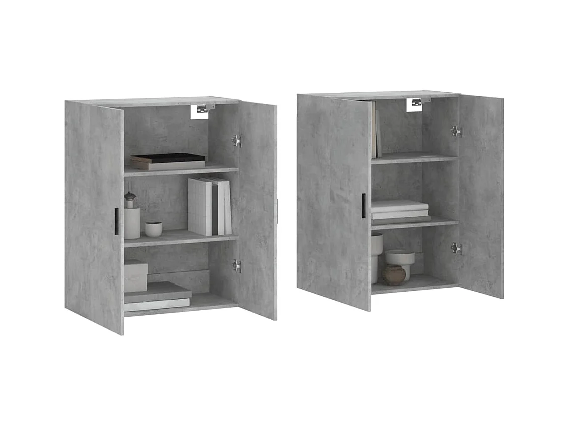 Armoires murales 2 pcs gris béton 69,5x34x90 cm