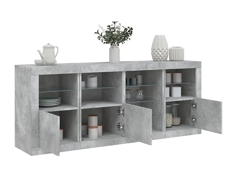 Buffet avec lumières LED gris béton 164x37x67 cm