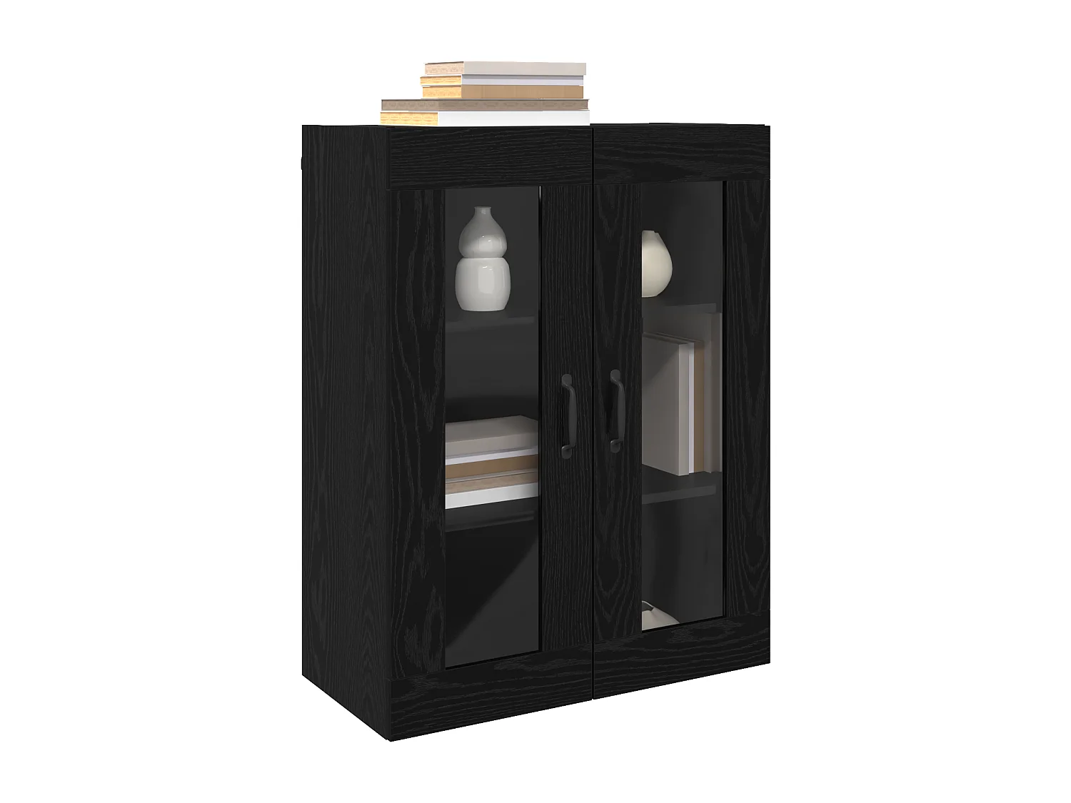 Hängender Wandschrank mit Regal Wandmontage mit Stauraum mit Tür Schwarz 69,5 x 34 x 90 cm