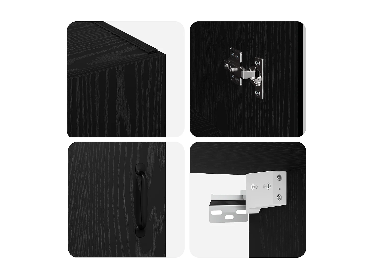 Hängender Wandschrank mit Regal Wandmontage mit Stauraum mit Tür Schwarz 69,5 x 34 x 90 cm