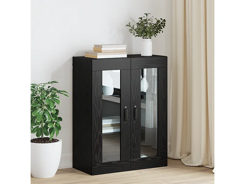 Hangende wandkast met plank Wandkast met opbergruimte met deur Zwart 69,5 x 34 x 90 cm