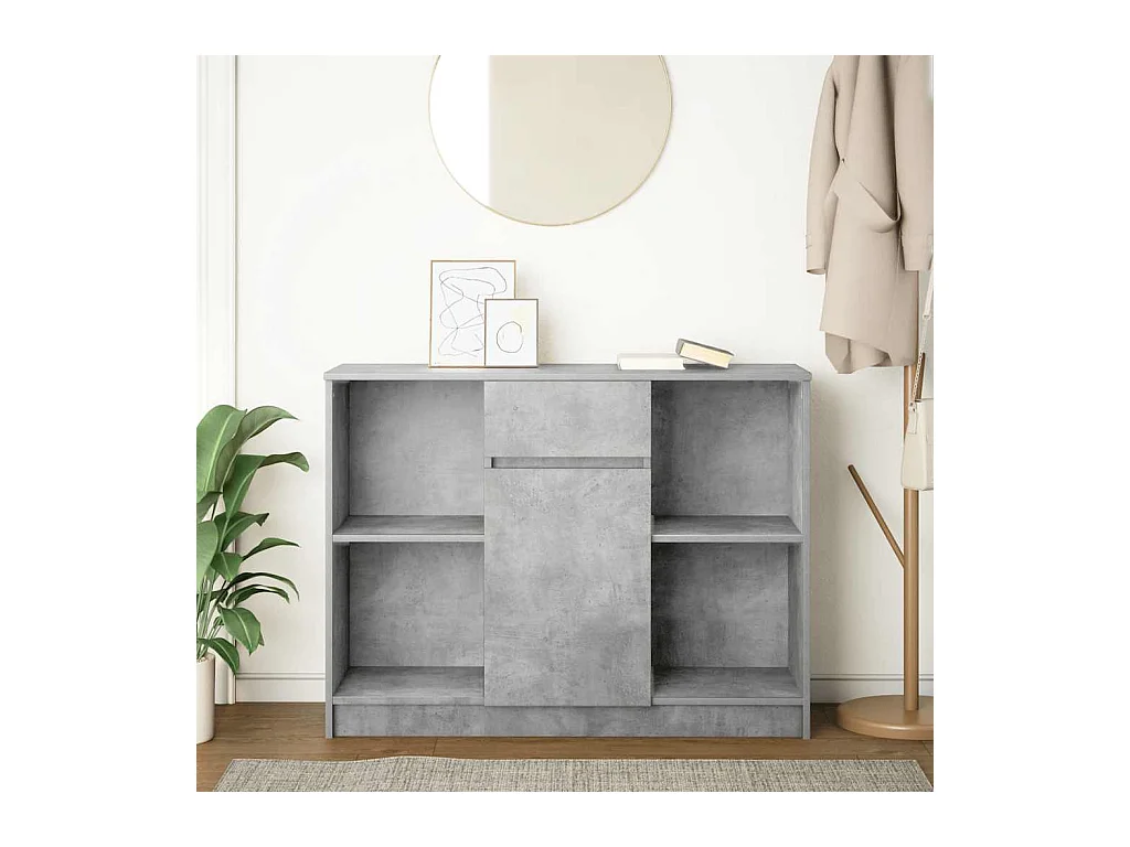 Buffet avec tiroir gris béton 101x35x76 cm bois d'ingénierie