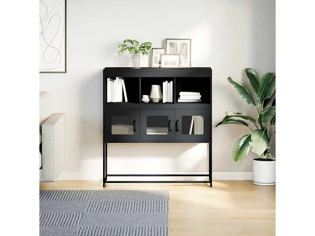 Buffet anthracite 100,5x39x107 cm acier laminé à froid