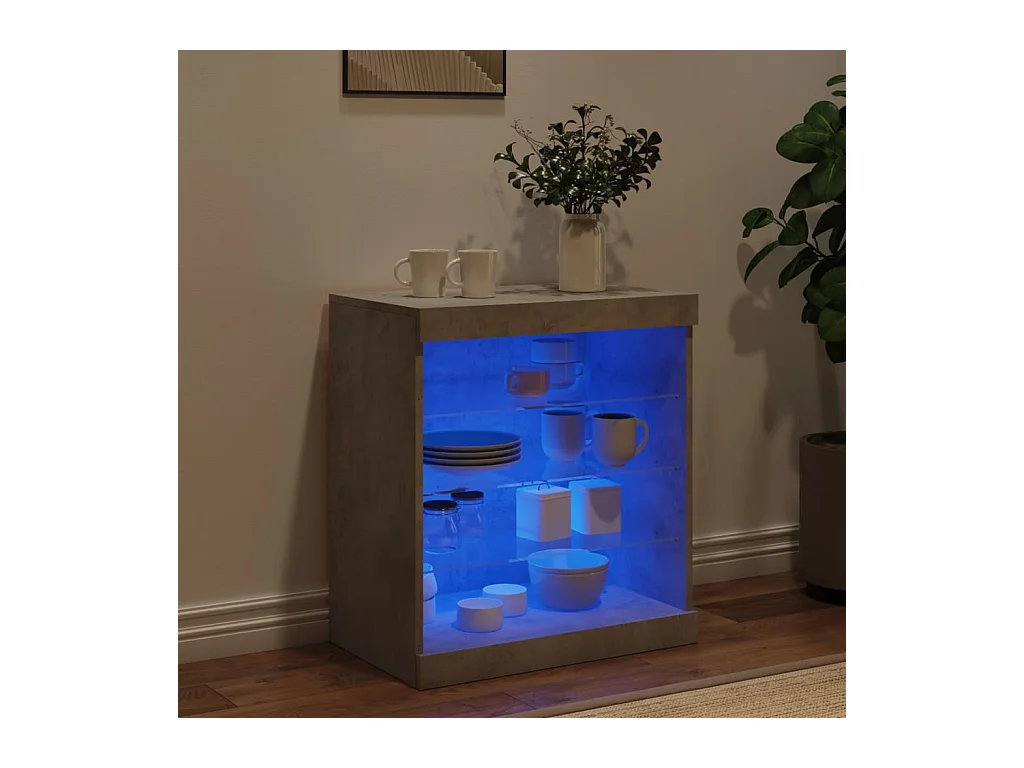 Buffet avec lumières LED gris béton 60,5x37x67 cm