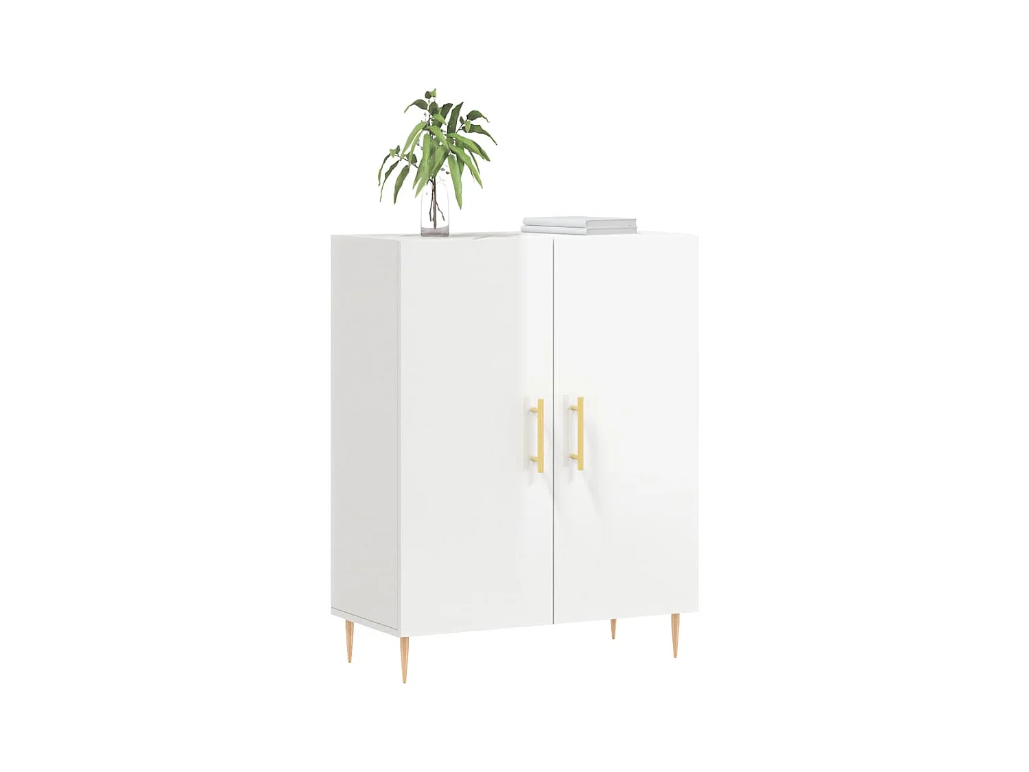 Buffet Blanc brillant 69,5x34x90 cm Bois d'ingénierie