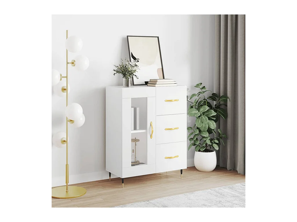 Credenza bianca 69,5x34x90 cm in legno ingegnerizzato