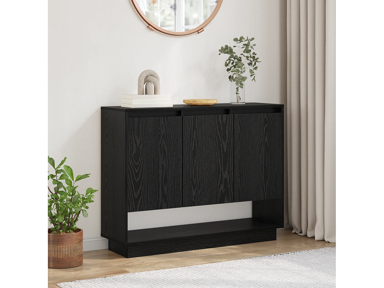 Buffet Chêne noir 97 x 29 x 75 cm Bois d'ingénierie